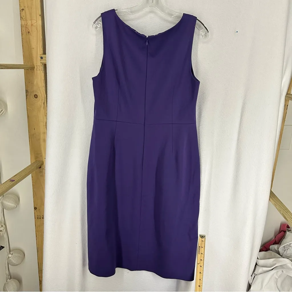 Elie Tahari Sleeveless Midi V Neck Dress Cocktail Womens Large Purple - Image 7