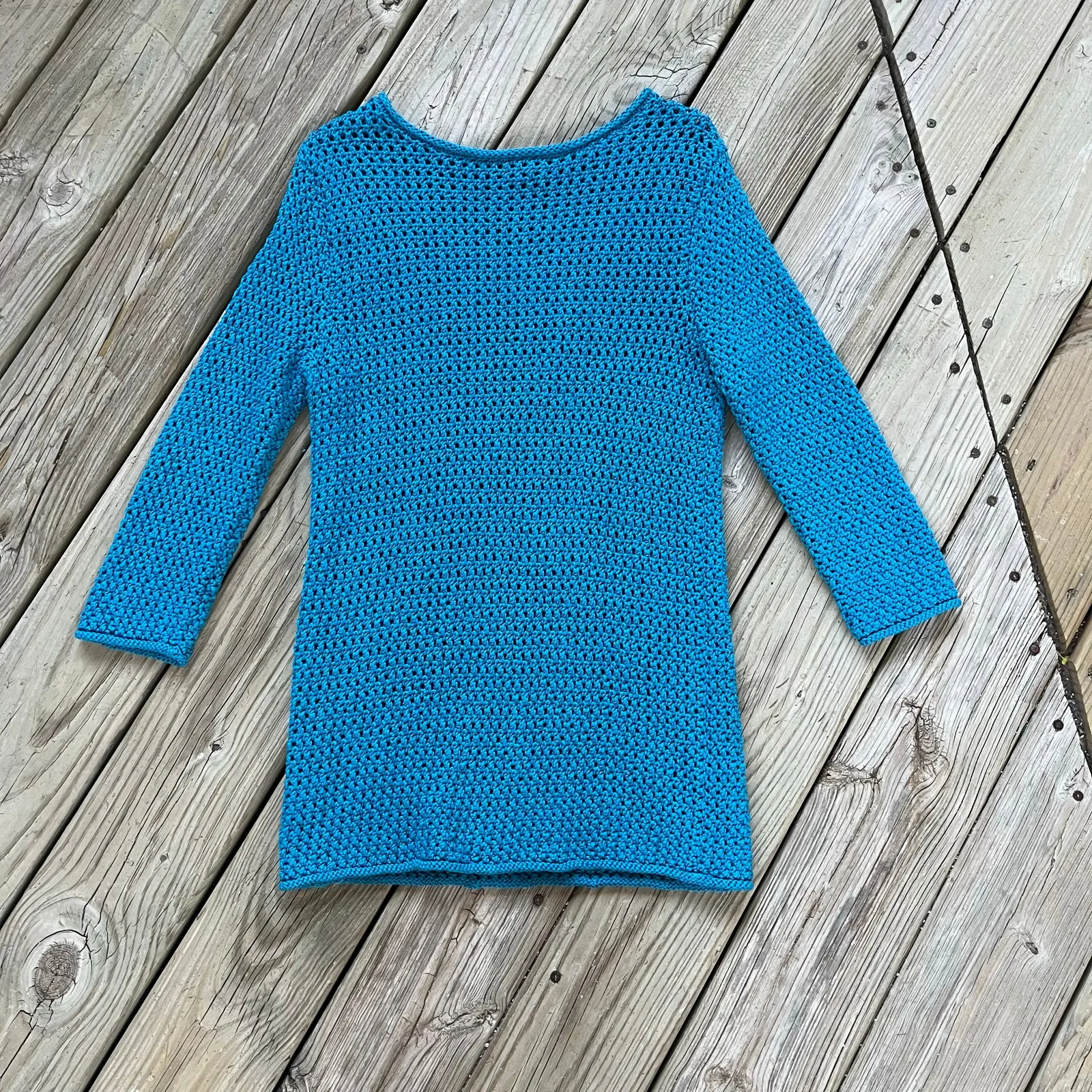 Lauren Ralph Lauren Women's Vintage Turquoise Hand Knit Sweater Size XL - Image 2