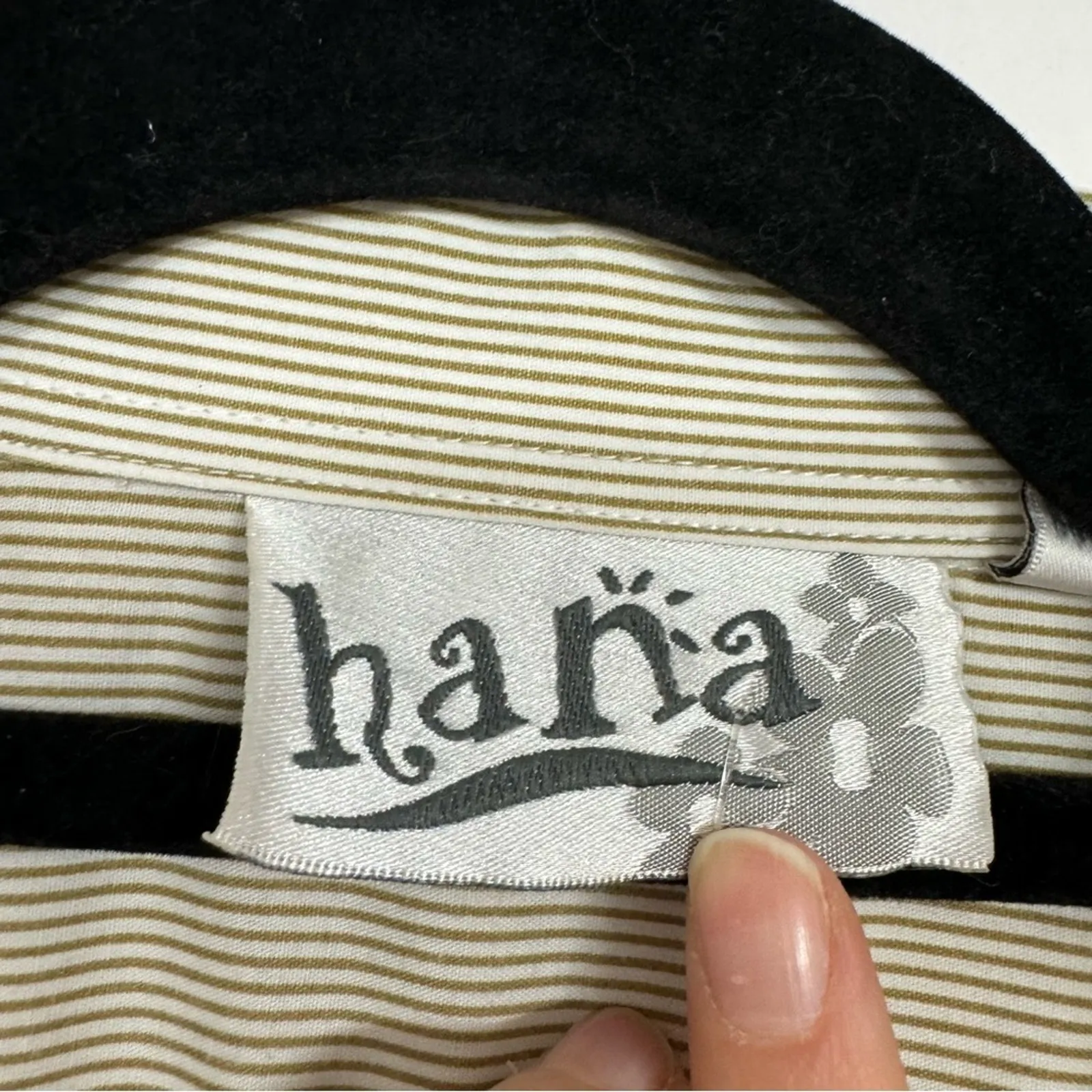 Vintage Hana Striped Giraffe Rhinestone Button Down Shirt Womens L Quirky Zoo Green Size L - Image 3