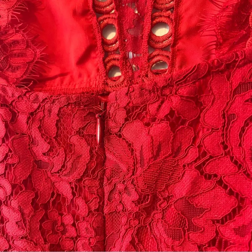 NWT Saylor x Free People Red Cherie Lace Mini Dress Size Large - Image 6