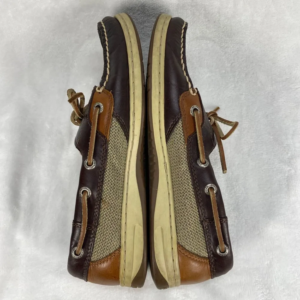Sperry Top-Sider Leather Boat Shoes Mesh Detail Brown Tan‎ Comfort Loafers 7.5M - Image 9