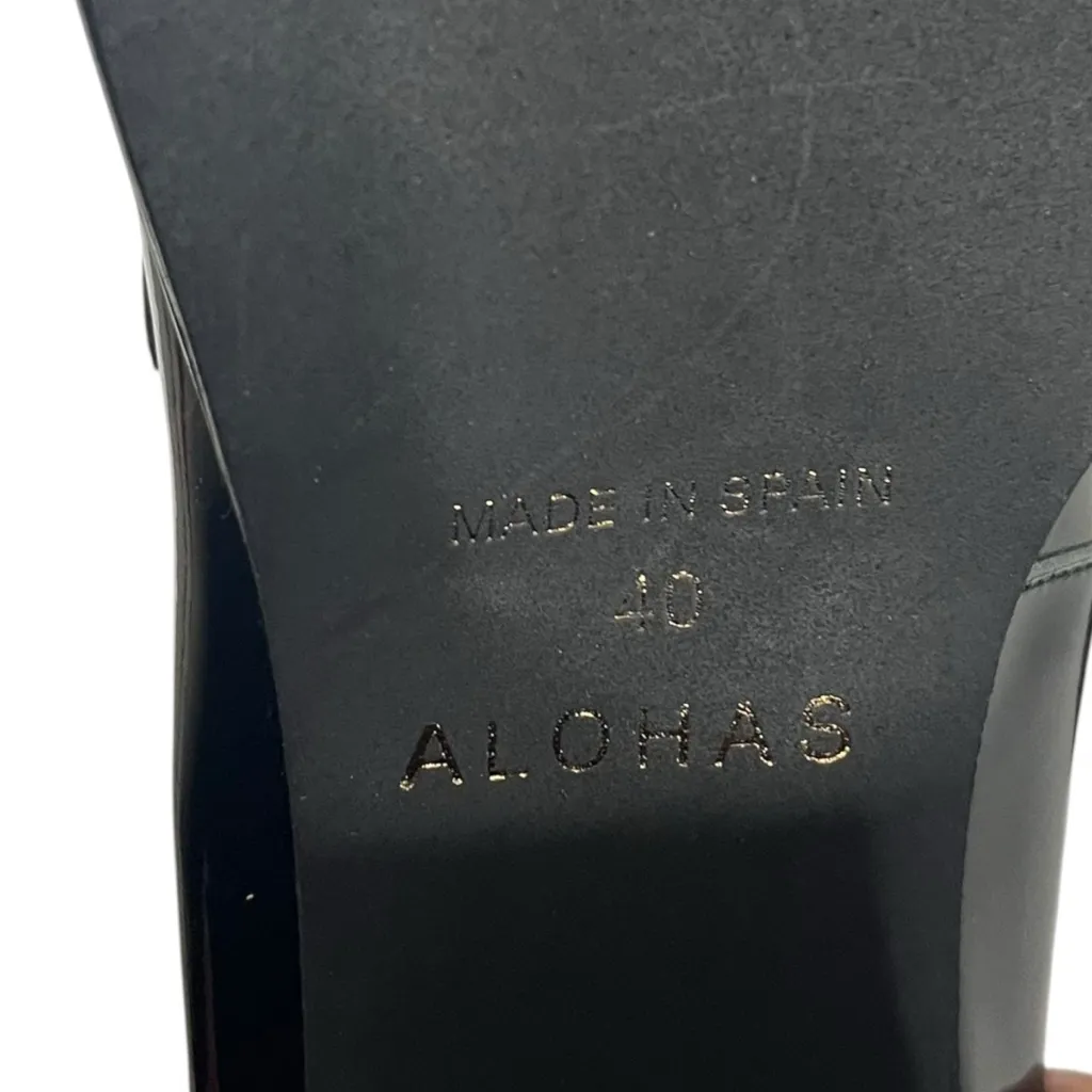 ALOHAS Patent Leather Loafers Women’s Size 9 Black Block Heel Slip-On - Image 14