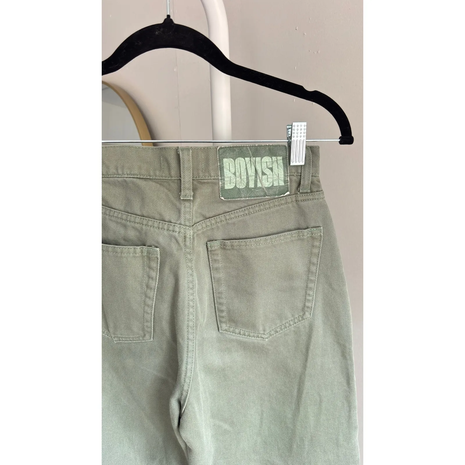 $168 BOYISH Ziggy Free People jeans light green button fly women's size 24 - Image 9