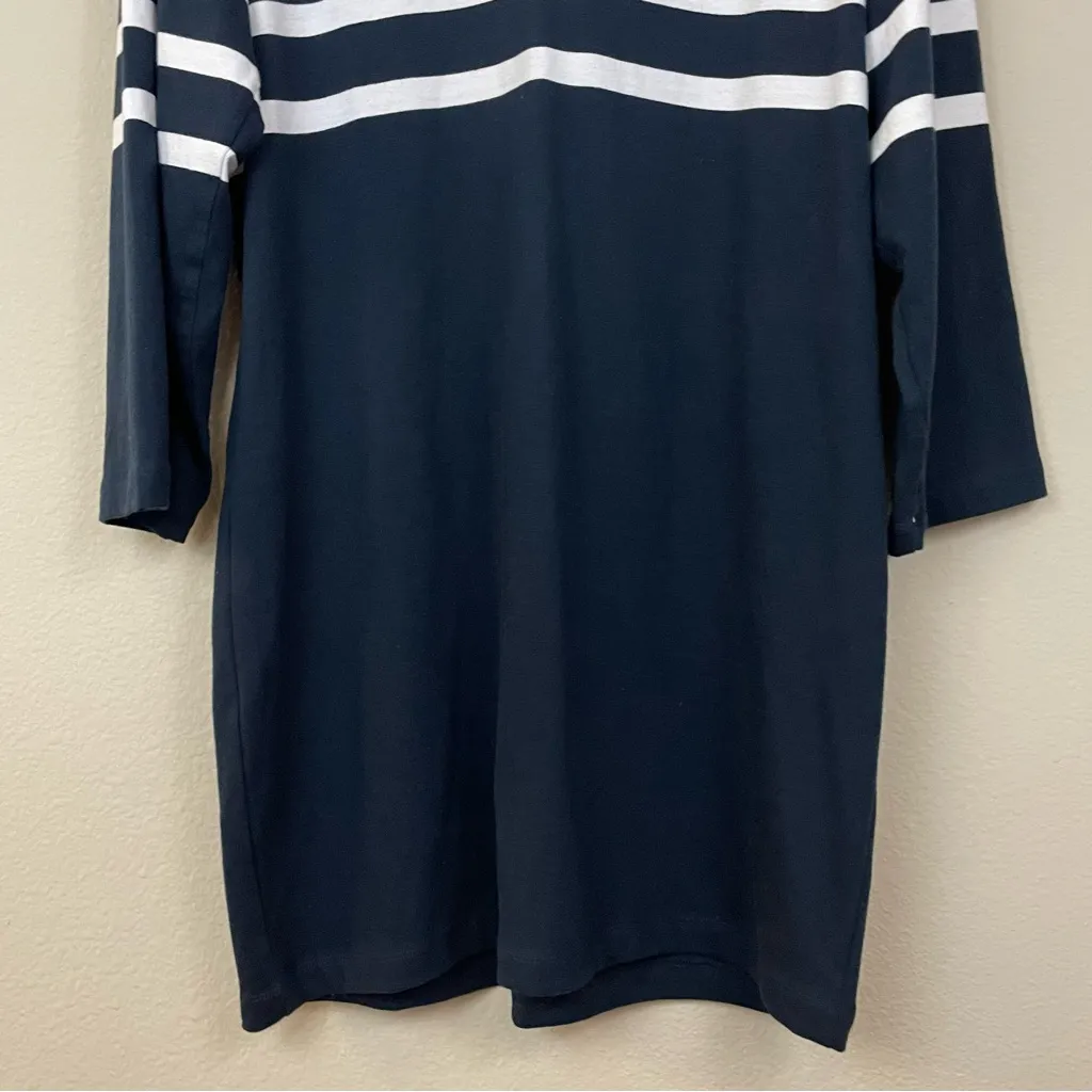 Faherty Navy Striped Rugby Jersey‎ Long Sleeve Henley Dress Nautical Size XL - Image 8