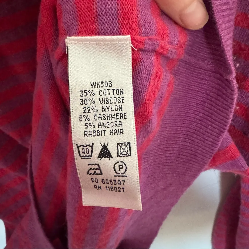 Boden Pink and Purple Striped Cashmere Sweater Size 16 - Image 8