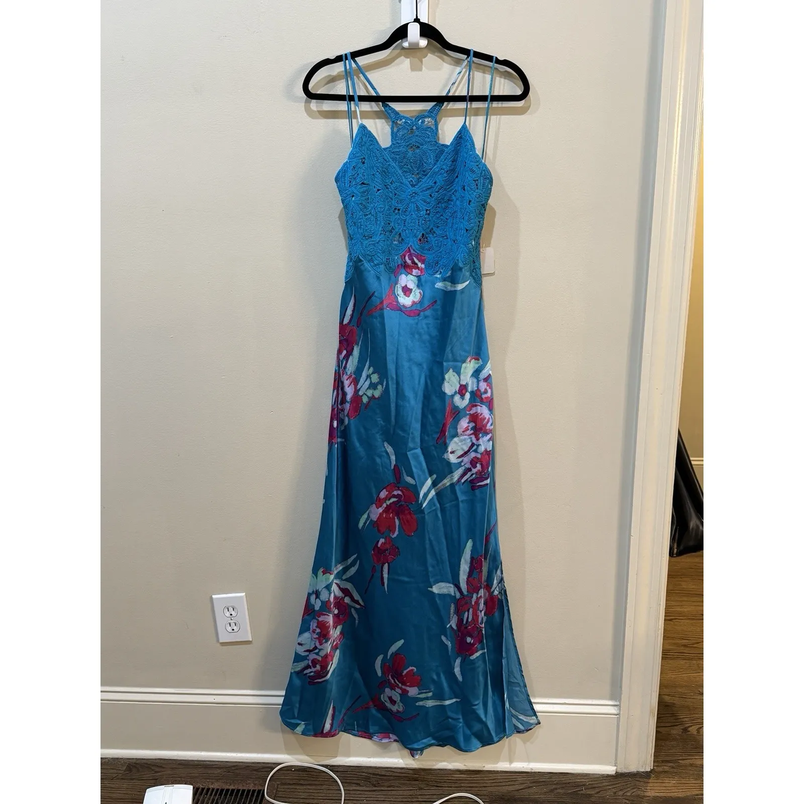 Free People Forever Yours Maxi Dress In River Combo Size XS Floral Boho Crochet‎ - Image 3