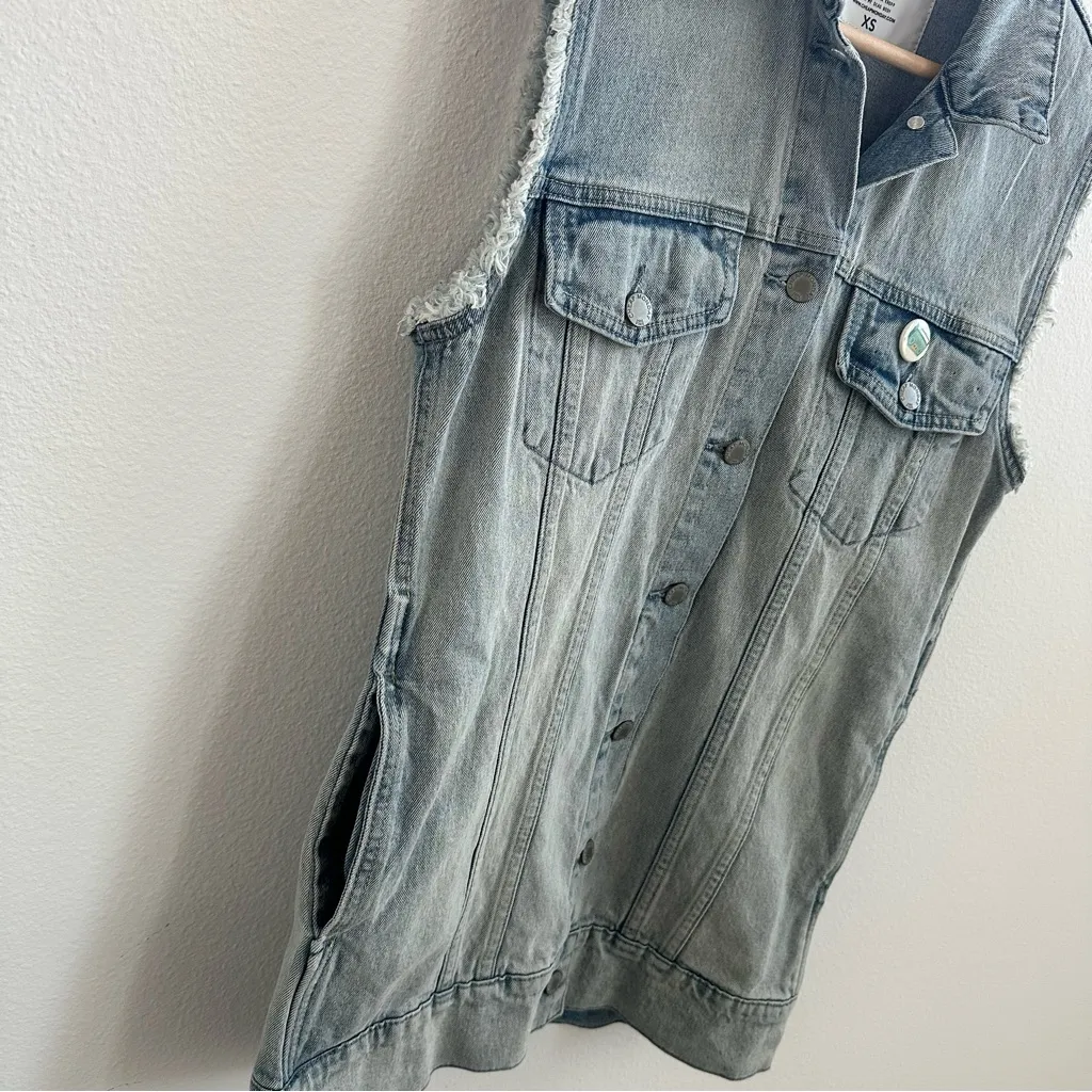 Cheap Monday Denim Vest XS Blue Denim Button Up Rocker Grunge Punk - Image 5