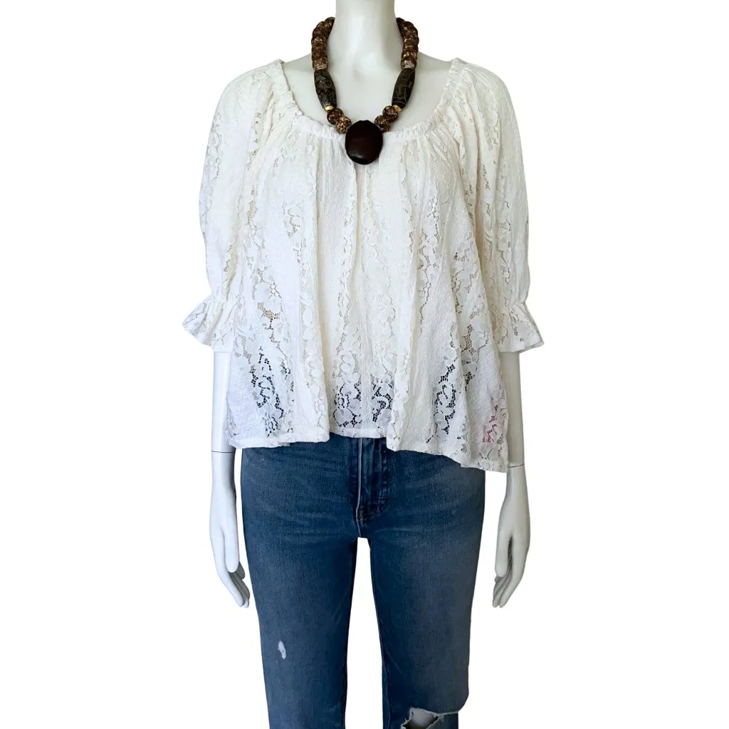 Vintage Artisan Cork Bead & Carved Wood Barrel Boho Statement Necklace Signed DL - Image 3