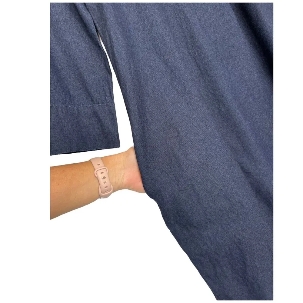COS Dress Womens 8 Shirt Dress Henley Button Pockets Dark Wash Denim Blue - Image 7