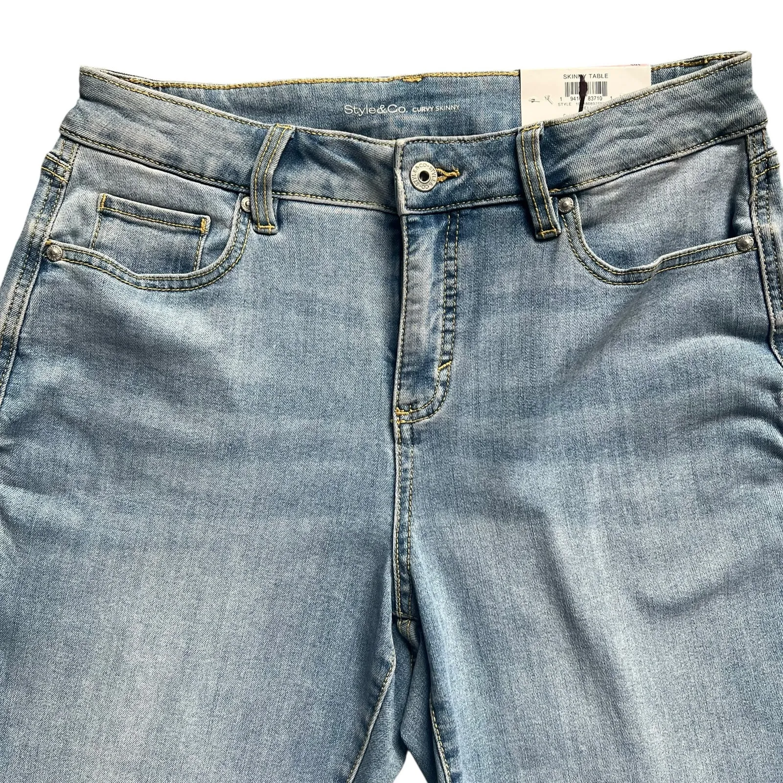Style & Co Womens Mid-Rise Curvy Skinny Jeans 10 Short Light Wash - Image 3