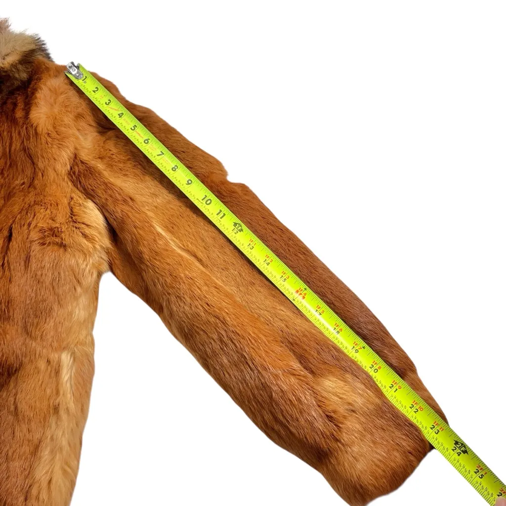 Vintage Red Fox Fur Jacket with fox tails neck Orange Size M - Image 11