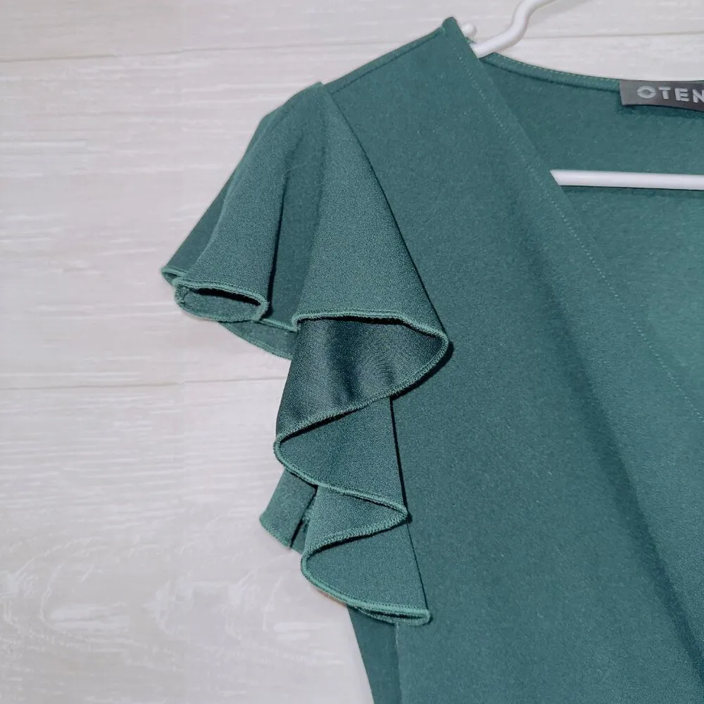 Amazon Brand Women's Green Short Sleeve Faux Wrap Bodycon Midi Dress size small - Image 2