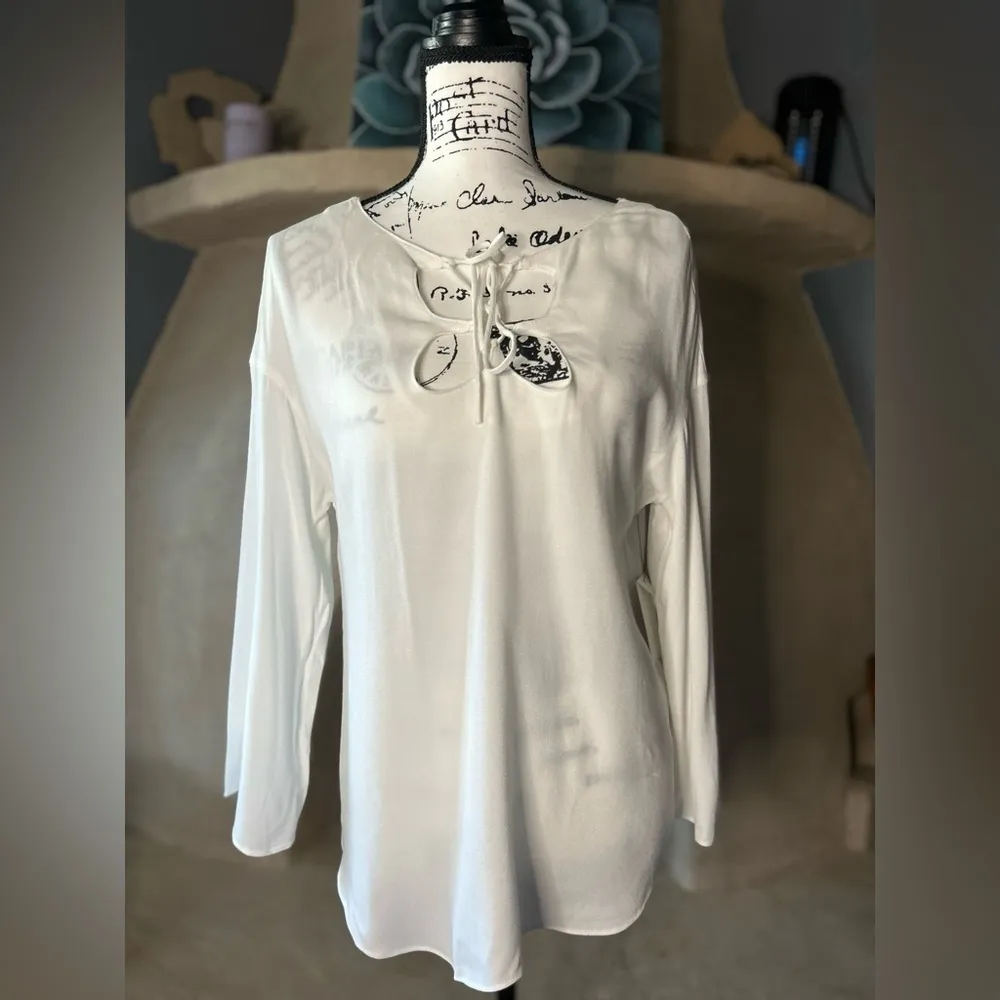 Frame Denim Mirrored Lace Up Tie Front Blouse - Image 6