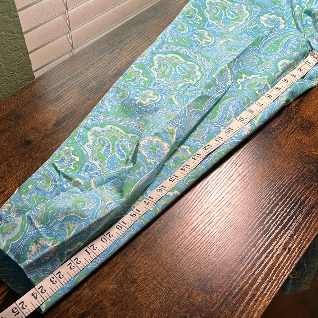 Vintage Teal Paisley Women's Pants • crop • capri • Talbots • 90s - Image 9
