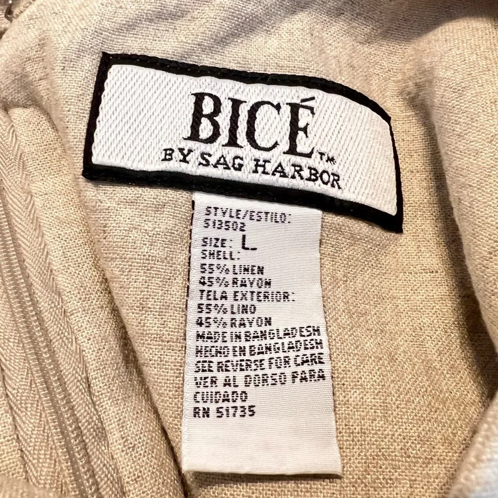 Bice by Sag Harbor Beige Linen Blend Dress Woman’s Size Large Sleeveless Neutral - Image 8
