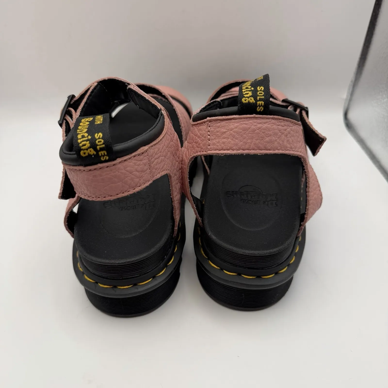 Dr. Martens Womens Sz 10 Blaire Flatform Peach Pink Leather Sandals New - Image 4