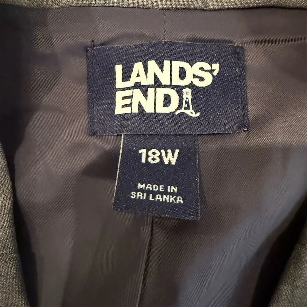 Lands' End Women's Plus 18W Gray Collarless Blazer Long Sleeve - Image 9