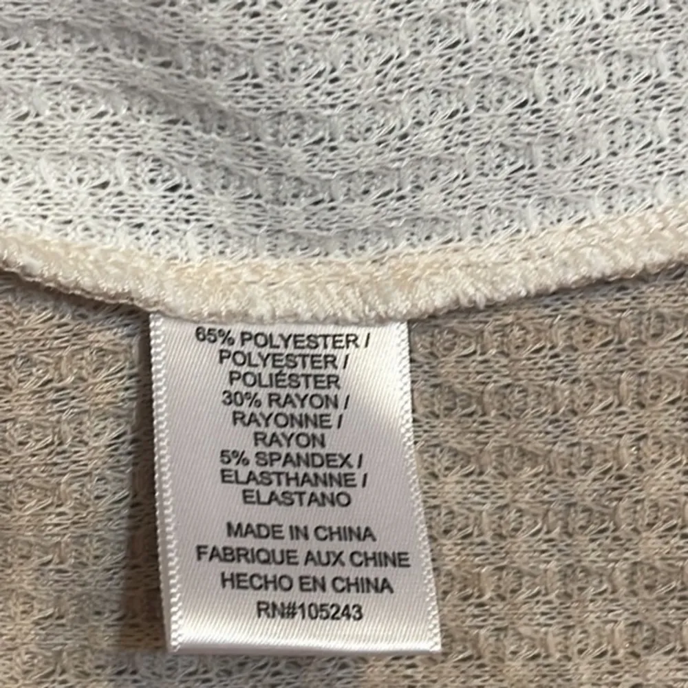 Bobeau cardigan women’s long sleeve nwt color block  tan cream waffle knit Sz S - Image 3