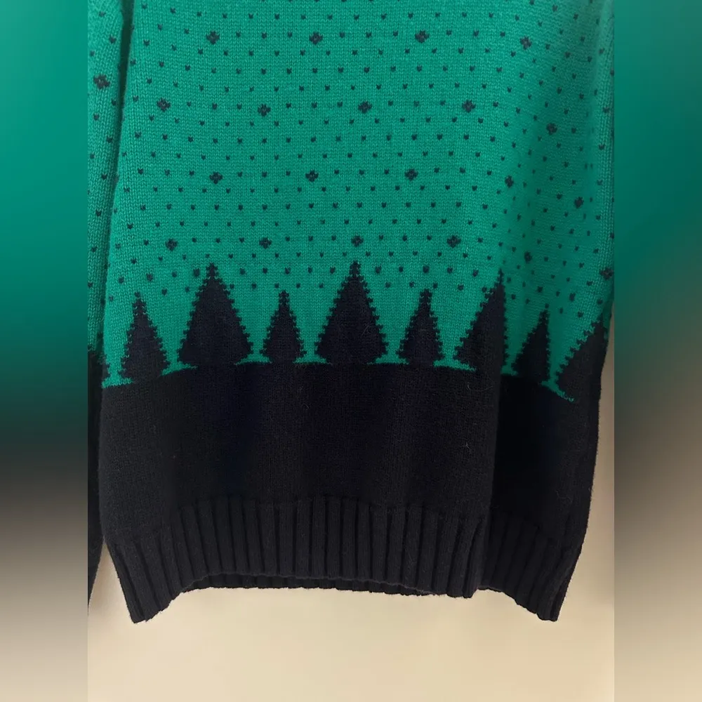 Christmas  Cozy Pine street Cowlneck Sweater Green / Navy Size S - Image 4
