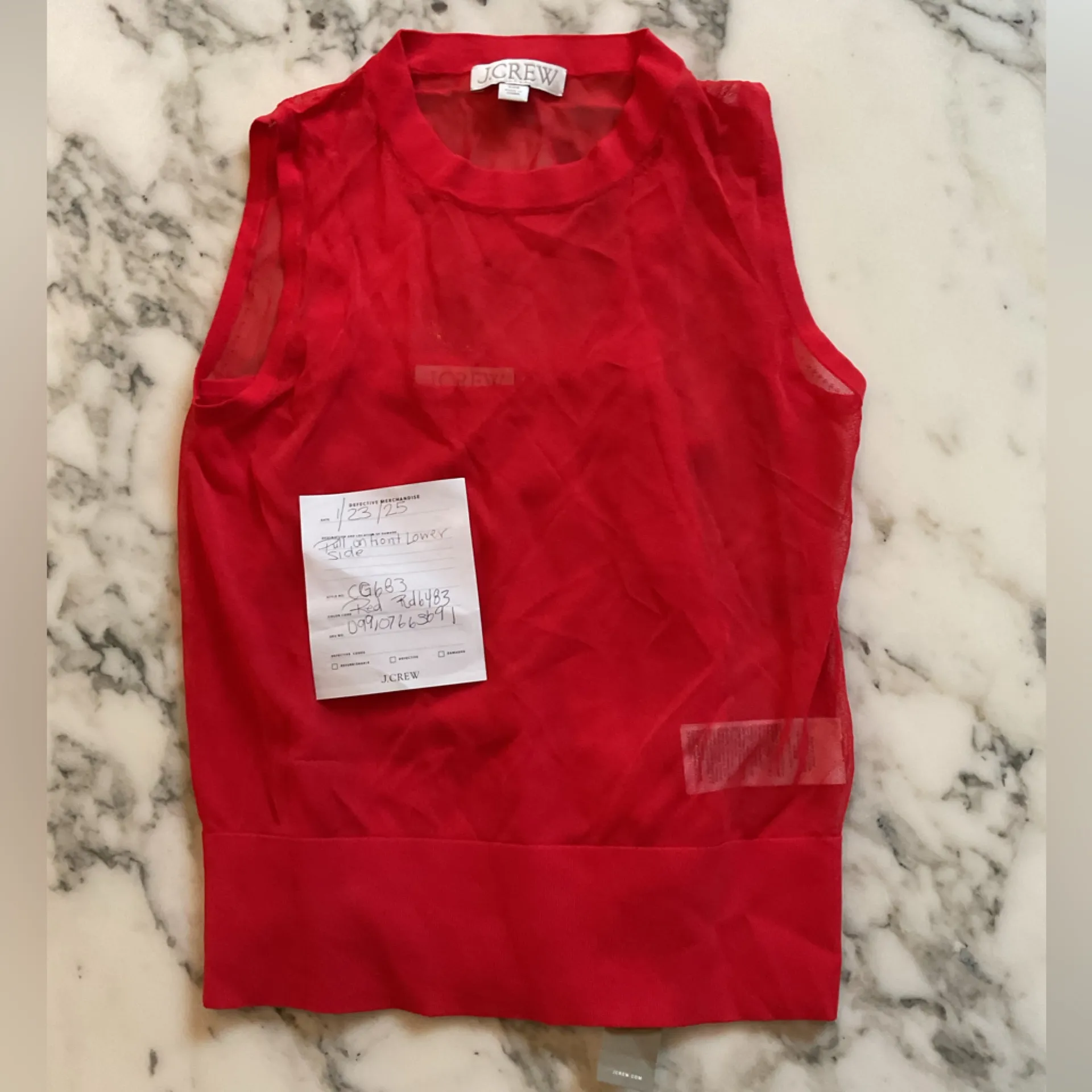 NWT J. Crew Gauzy Sweater Shell Tank Top Red Sz XXS - Image 4