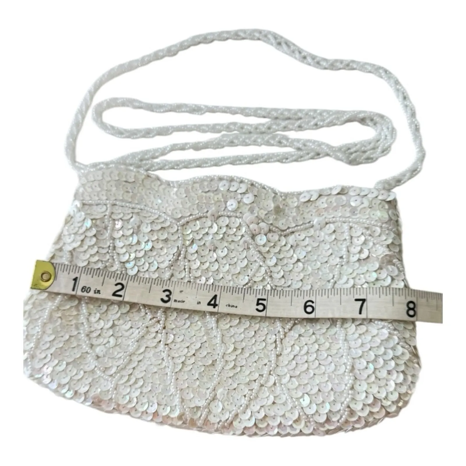 Vintage La Regale Vintage White Sequin Embellished Evening Bag - Image 3
