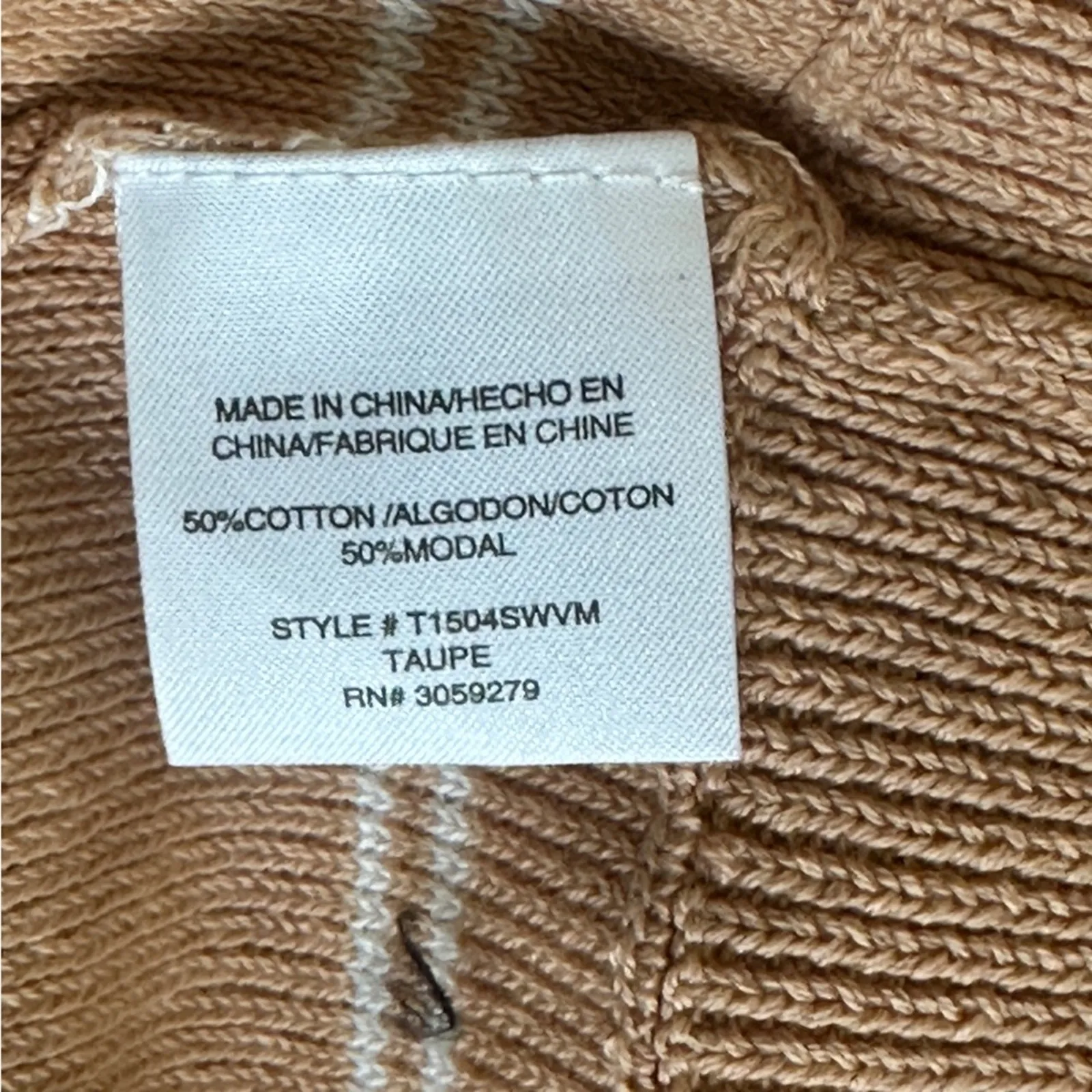 Thread & Supply Striped Tan Knit Wrap Crop Top Womens M Minimalist Clean Girl Size M - Image 4