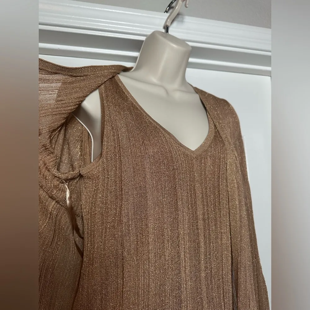 NWT White House Black Market Golden Sparkle Tank & Matching Cardigan 2 Piece - Image 4