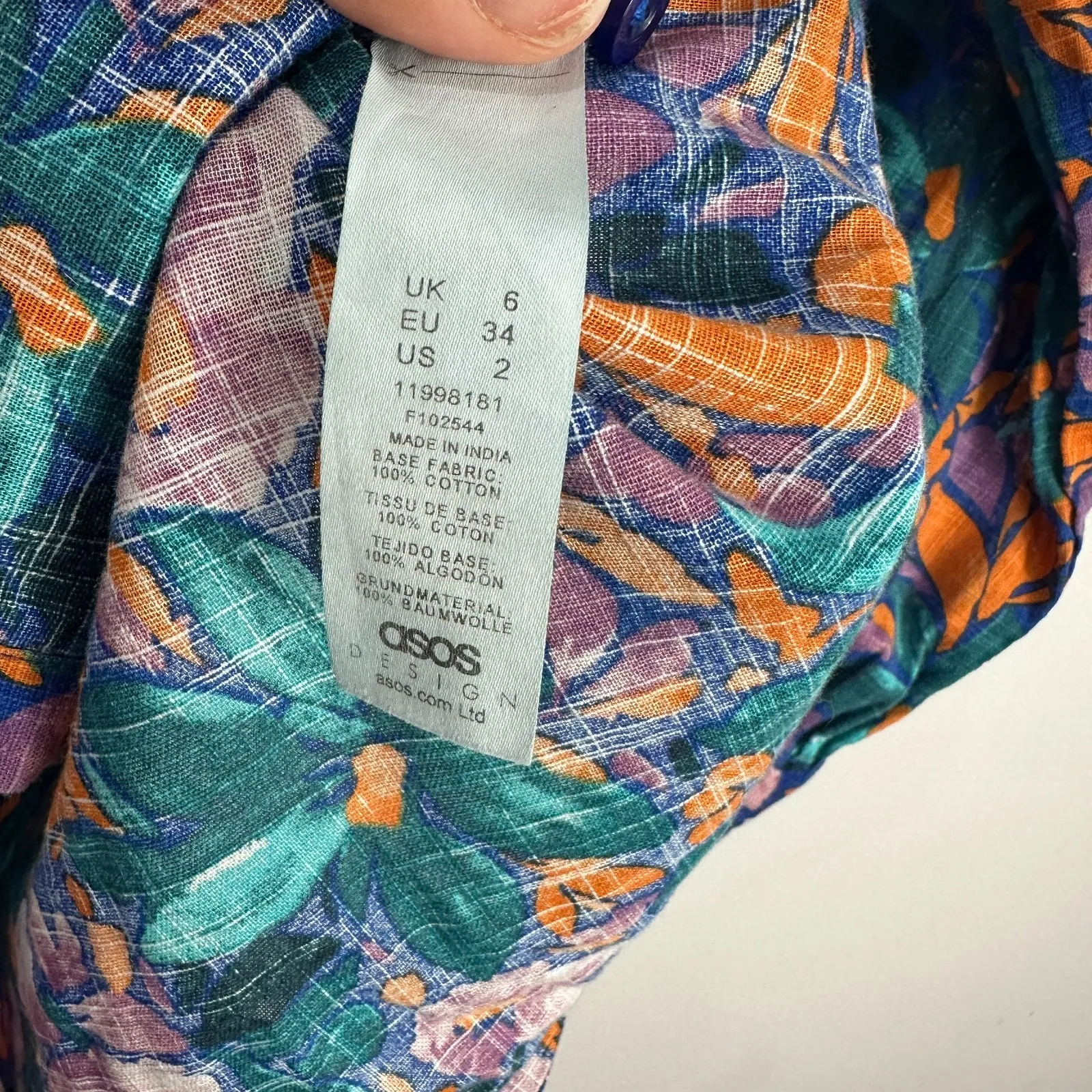 ASOS Design Shirt Women 2 Multicolor Floral Button Down Indie Artsy Retro Resort - Image 5