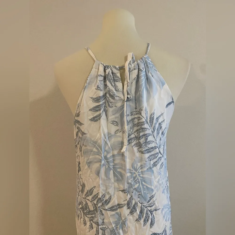 Hilo Hattie Blue Palm Tree Hawaiian Tropical Halter Maxi Dress, Size Small - Image 3