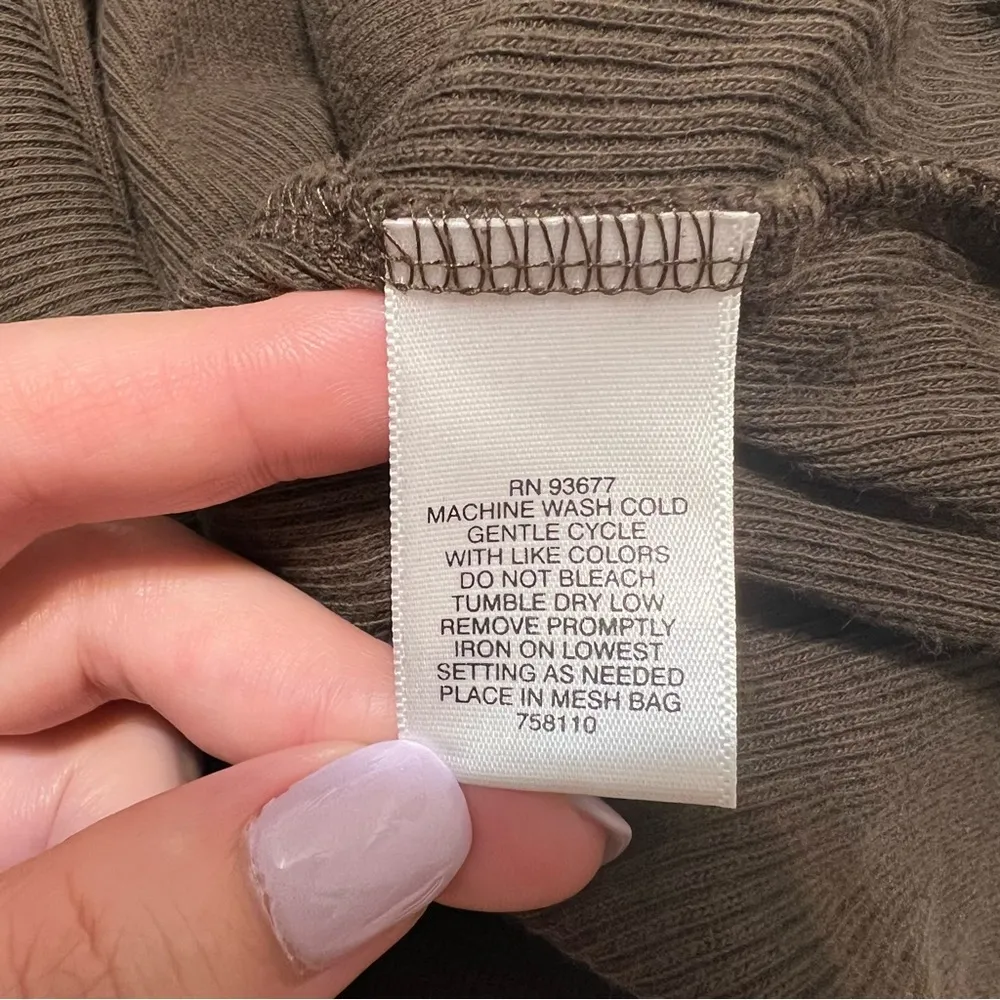 Liz Claiborne Chocolate Brown Y2K Style Ribbed Cotton Top Size L - Image 8