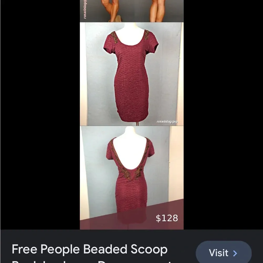 Free People Beaded Scoop Back Bodycon dress Size medium/lg - Image 5