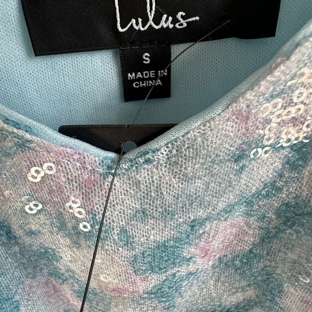 Lulu's Blue and Silver Sequin Dress - Image 5