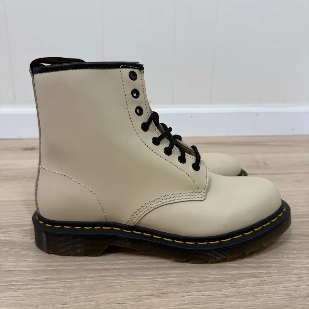 Dr. Martens Cream 1460 Smooth Leather Lace Up Boots - Image 7