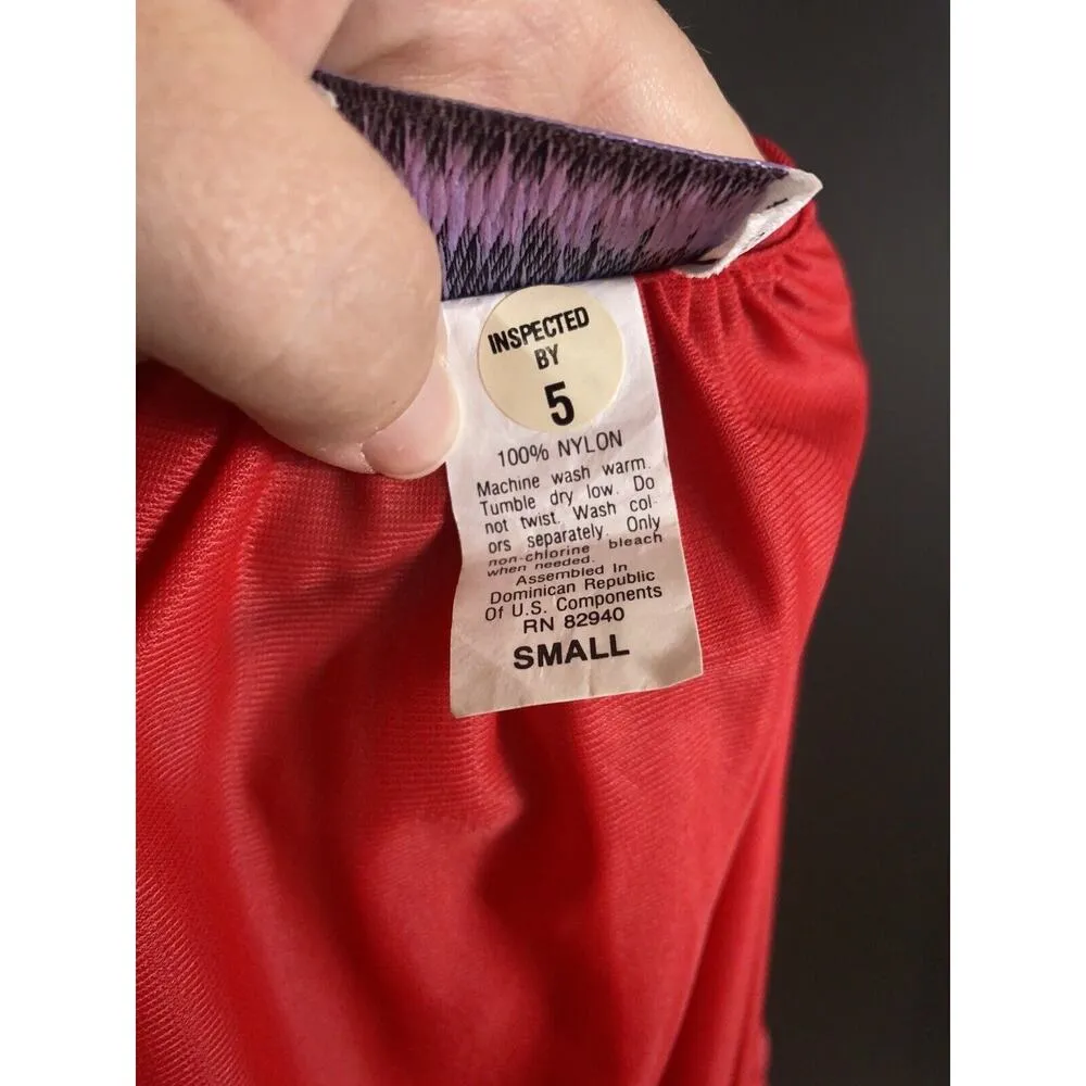 Vintage New Kelly Reed Size Small Red Housecoat Nightgown Nylon Buttons Granny - Image 9