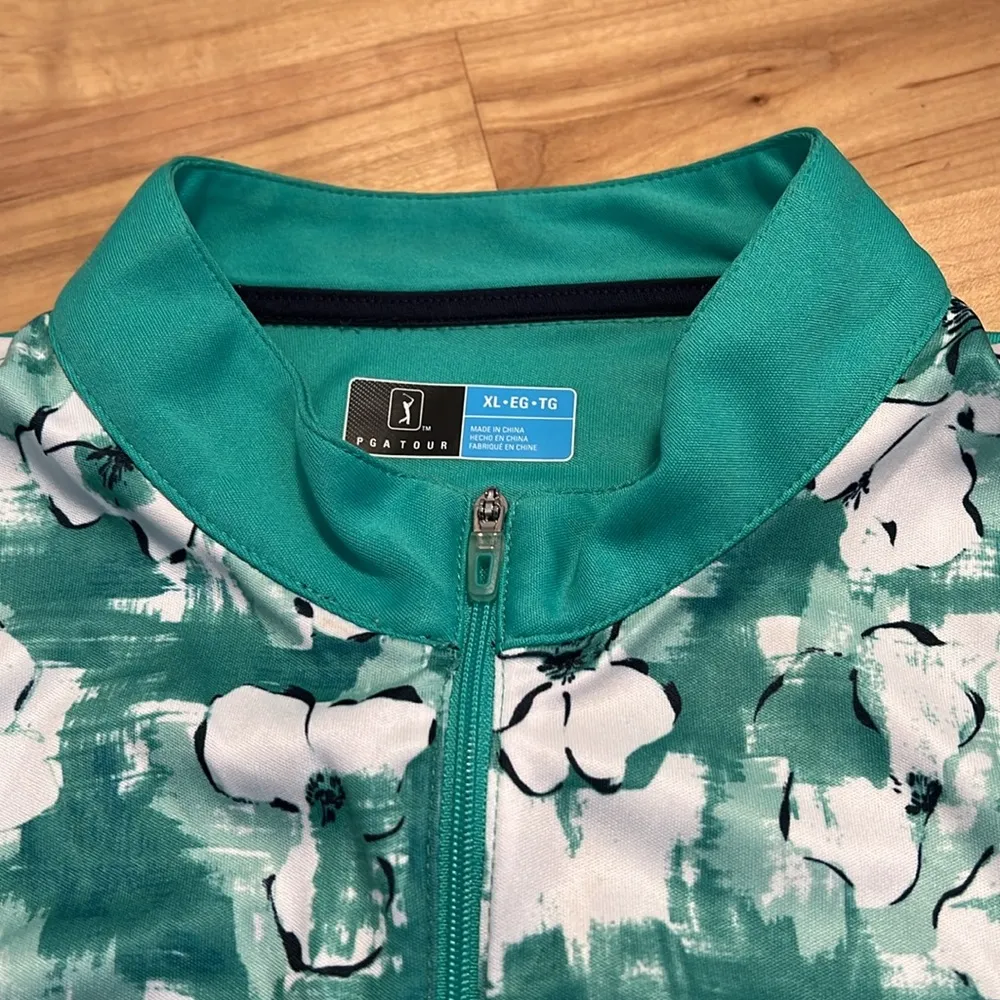 PGA Tour Women’s Green Flower 1/4 Zip Golf Sleeveless Top - Image 10