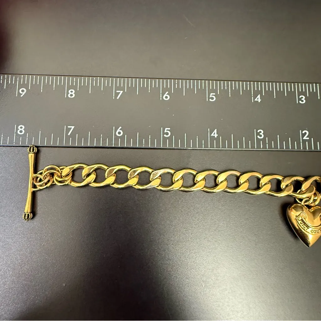 Vintage JUICY COUTURE Gold-tone Starter Charm Bracelet with Puffed Heart and J - Image 12