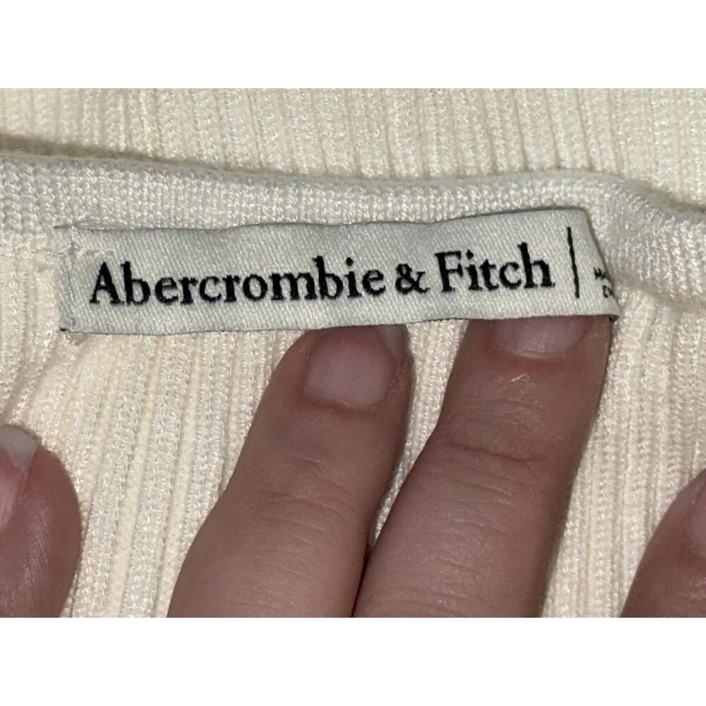 NEW Abercrombie & Fitch Cream White Ribbed Knit Strapless Tube Top Blouse Size L - Image 4