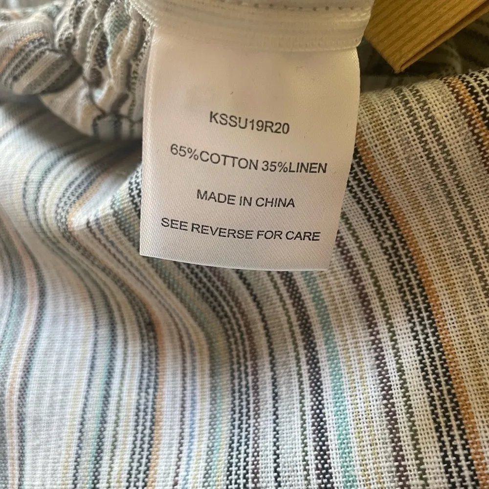 Knot Sisters‎ NWT Striped Wide-Leg Linen Jumpsuit Tie Back Boho Chic Medium - Image 9