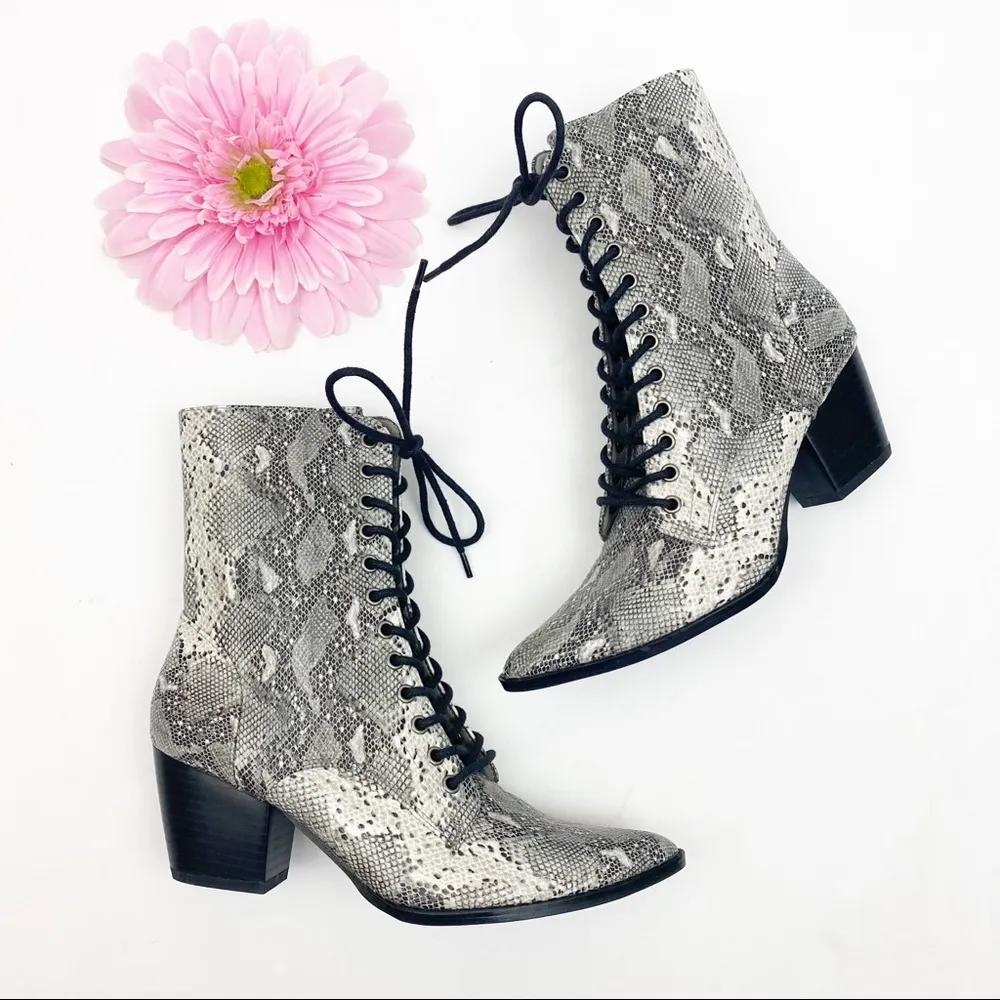 Coconuts By Matisse X Free People Cody Vegan Leather Lace Up Boots: Snake Python - Image 4