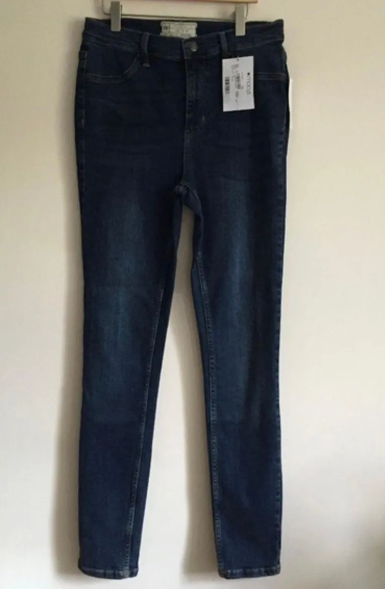 Free People Dark Wash Denim Navy Miles Away High Rise Skinny Jeans NEW - Image 3