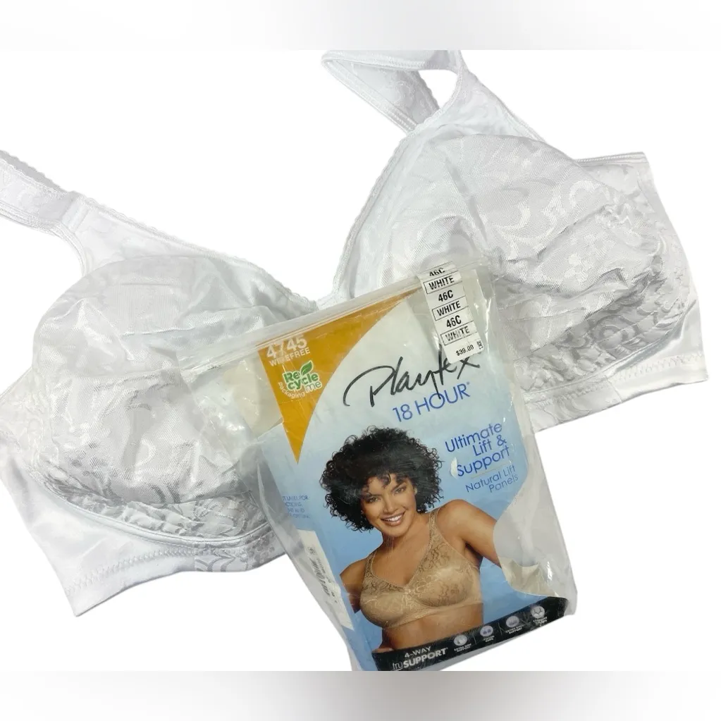 Playtex 18 Hour Ultimate Lift & Support Bra White Size 46C Wireless Comfort - Image 4