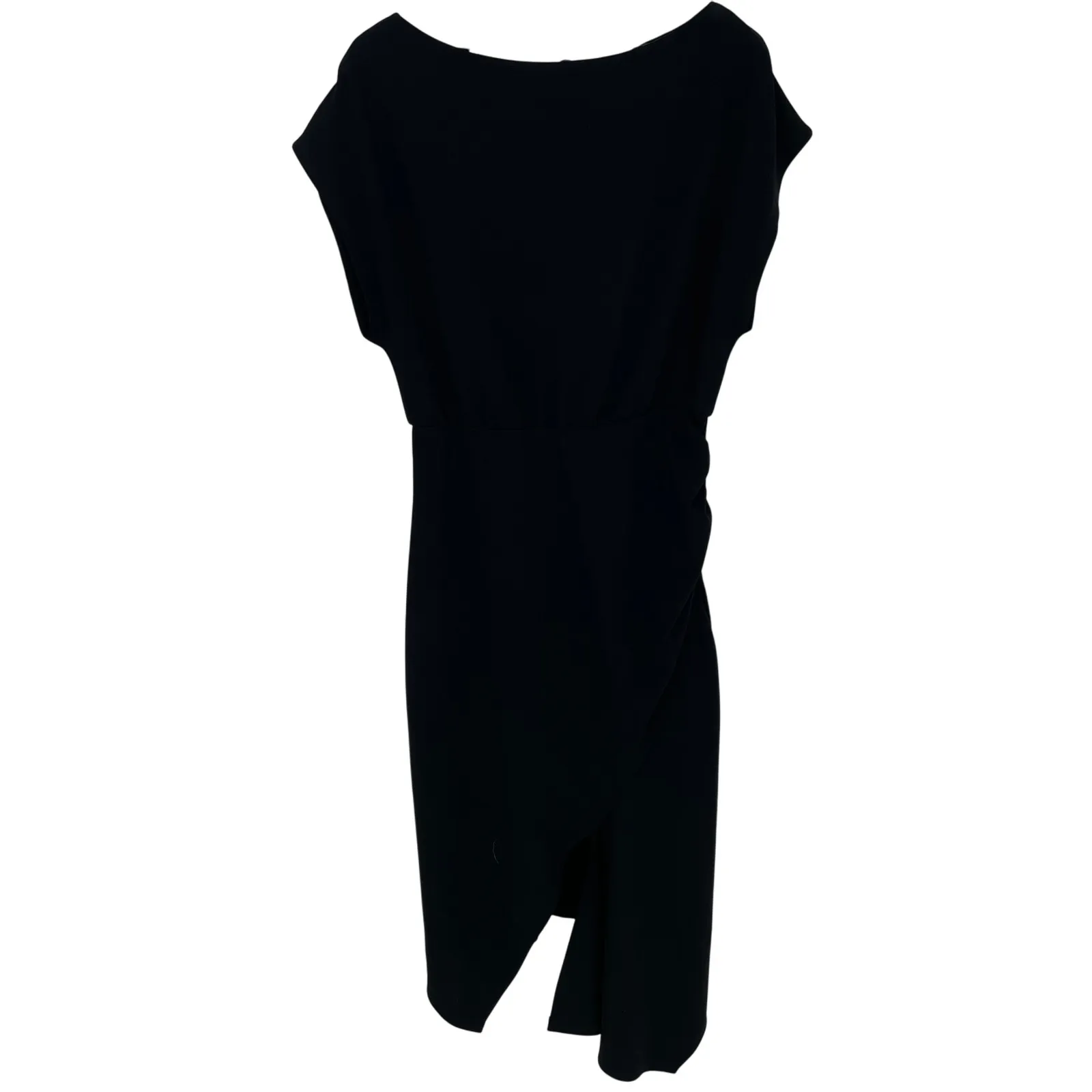 New York Company Stretch Black Cap Sleeve Faux Wrap Midi Dress M Tall Size undefined - Image 2