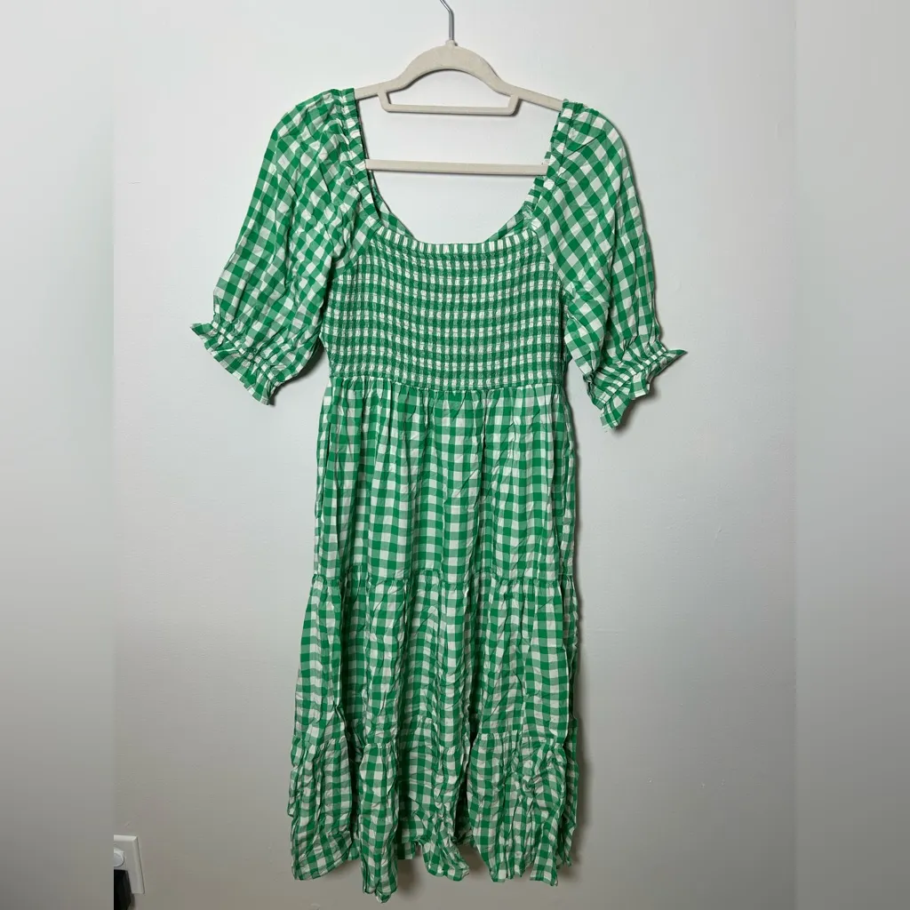 Green Gingham Women's Dress Size M - Image 5