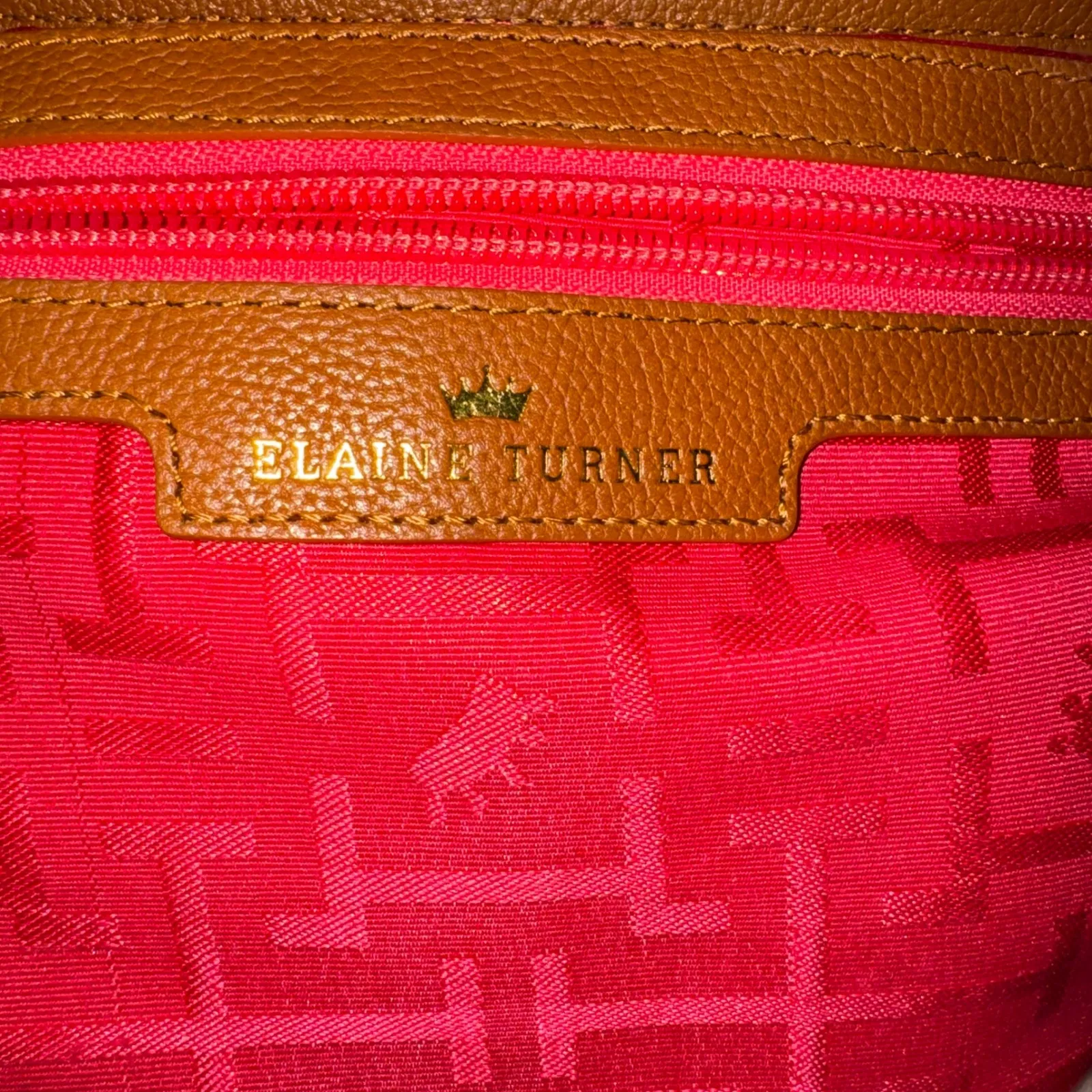 Elaine Turner Cleo Leather Tote Bag Brown Suede Accent Shoulder Bag Women - Image 6