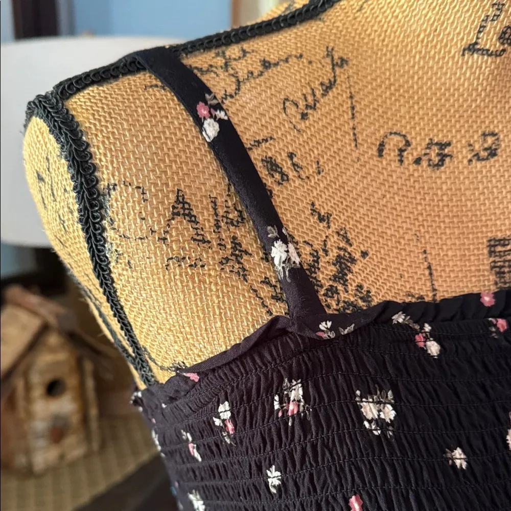 Hollister Y2K Black Floral Smocked Ruffled Mini Dress - Image 4