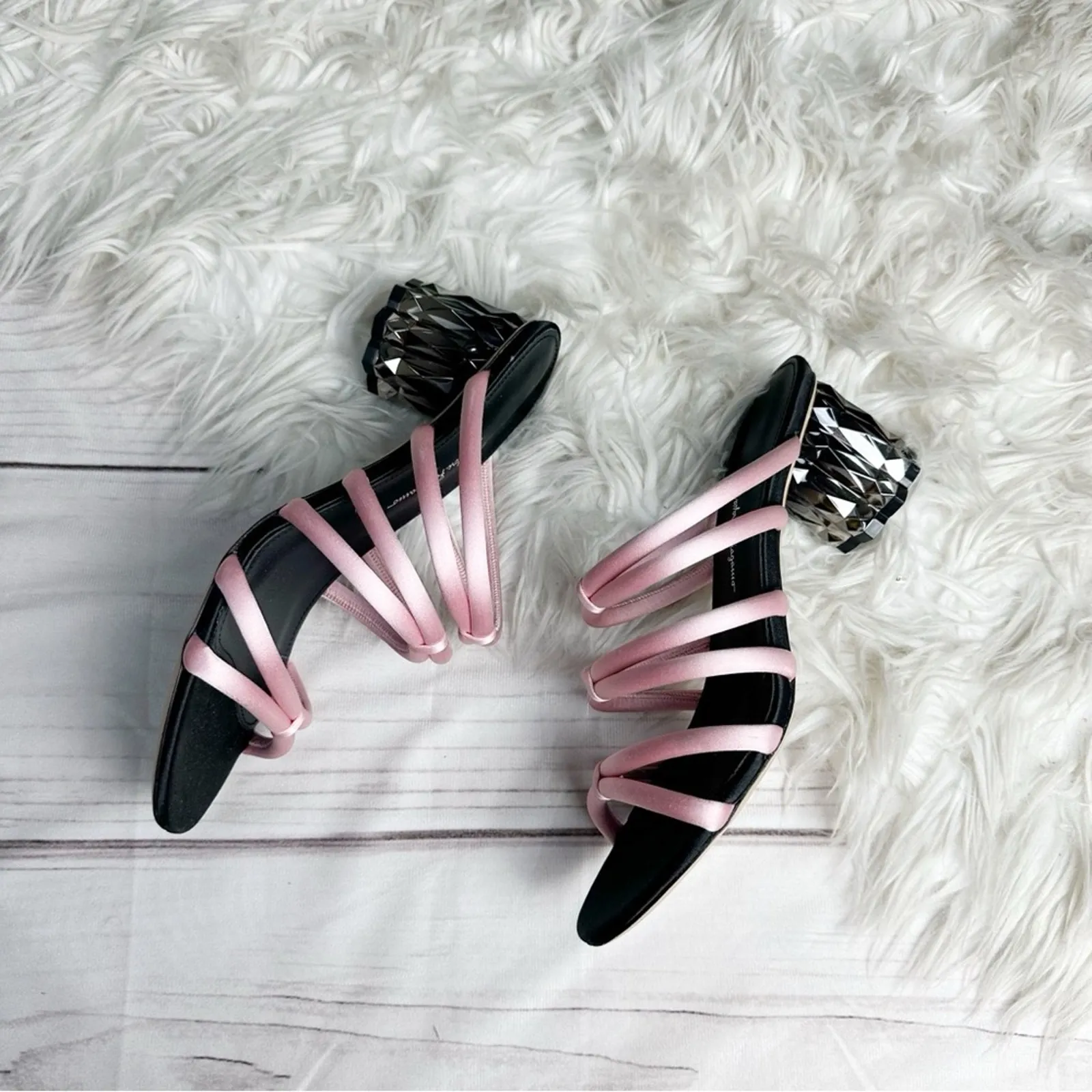 Salvatore Ferragamo Amalia 55 Satin Slip on Pink Sandal Size  9.5‎ - Image 5