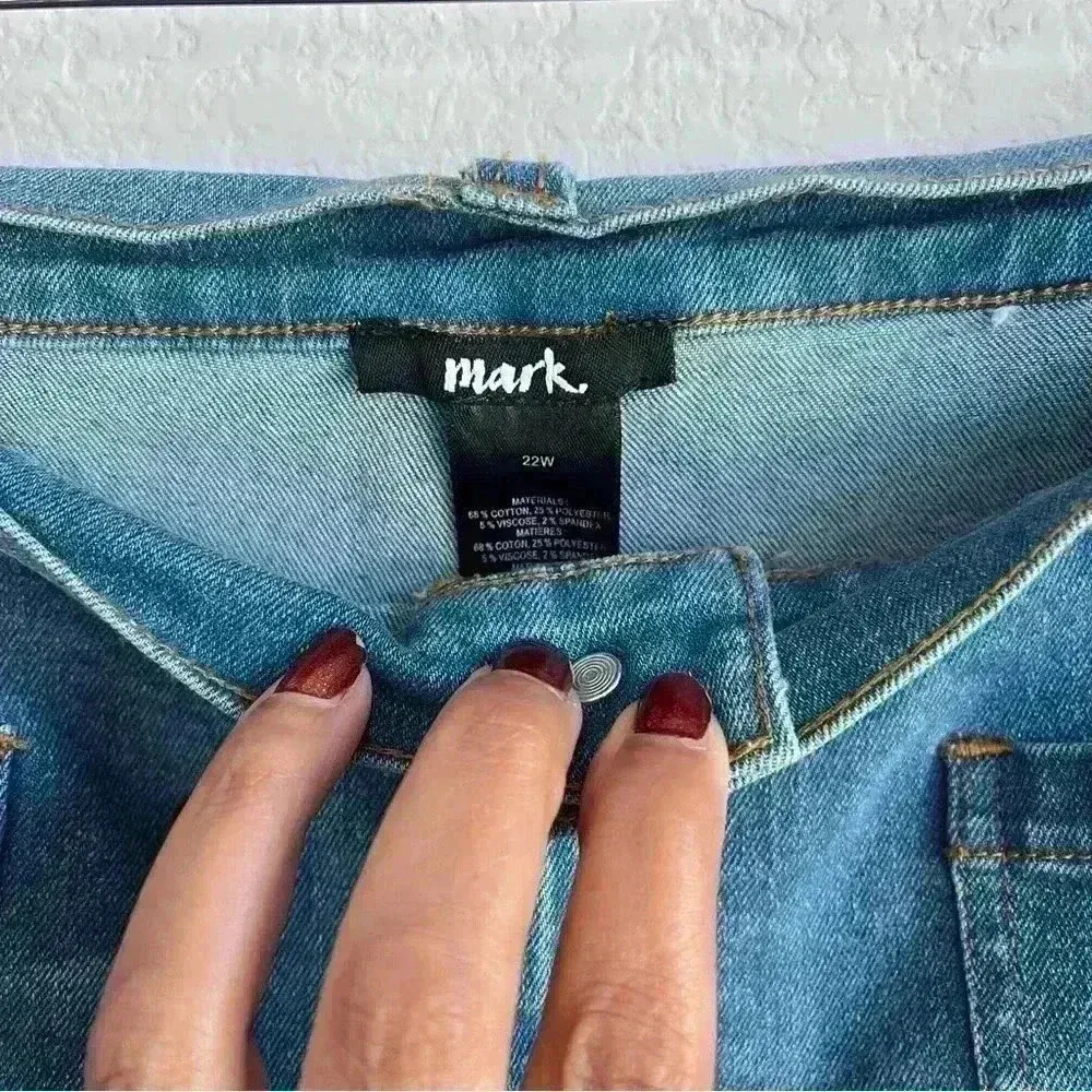 Mark. Crop Wide Leg Raw Hem‎ Blue Denim Women’s Size 22W Boho Hippie Pants - Image 10