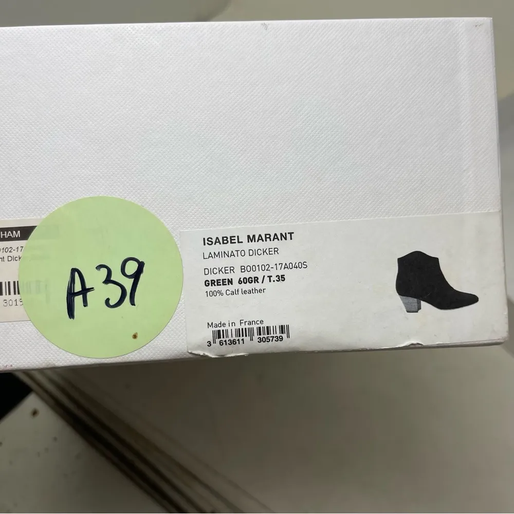 $690 Isabel Marant Green Metallic Dicker Western Ankle Booties Boots Size 35 - Image 5