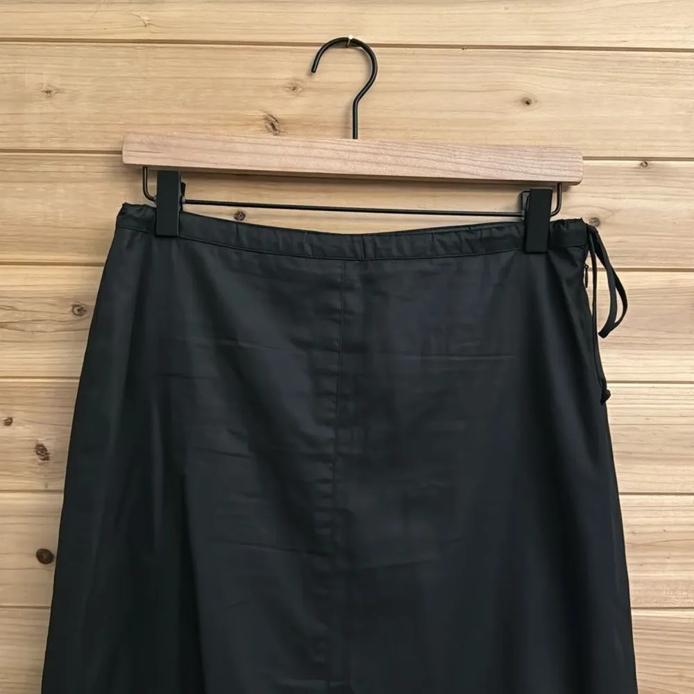 Vintage Guess Collection Size 2 Midi Length Side Tie Nylon Inside Slit Skirt Black - Image 2