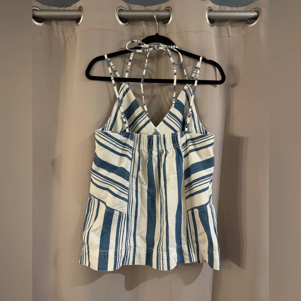 Universal Thread Blue and White Striped Denim Top - Image 2